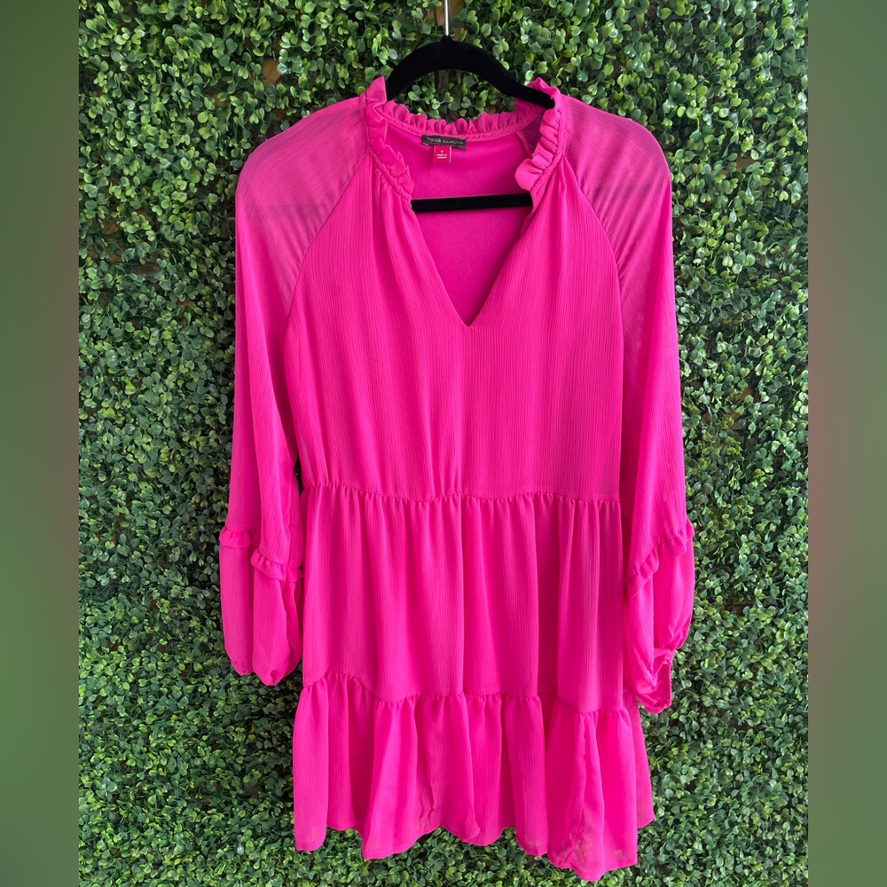 Vince Camuto | Pink - Three-Tiered Flowing Mini Dress -Long Sleeve | Small - NWT